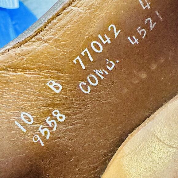 Vintage Allen Edmonds LEEDS Plain Toe Derby Shoe Mens Sz 10 B Brown Pebbled - Picture 8 of 8